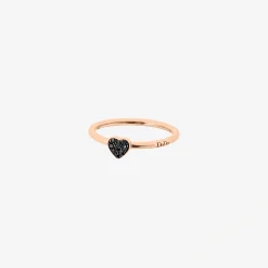 DAB6003 HEARX DBK9R 020 Dodo mini precious heart ring 9k rose gold treated black diamonds