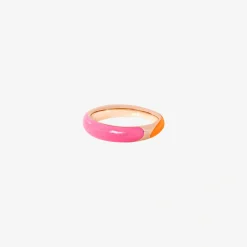 DAC3007 RONDE AFRAG 030 Dodo rondelle ring rose gold plated silver orange pink enamel