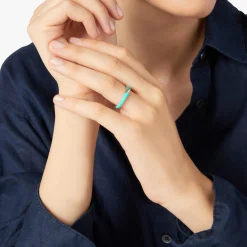 DAC3008 RONDE TURAG 100 Dodo rondelle ring rose gold plated silver turquoise enamel