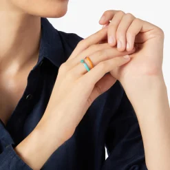 DAC3008 RONDE TURAG 110 Dodo rondelle ring rose gold plated silver turquoise enamel