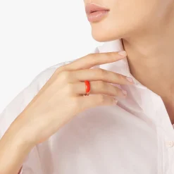 DAC3009 RONDE RORAG 100 Dodo rondelle ring rose gold plated silver red enamel