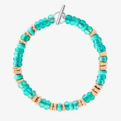 Bracciale rondelle in argento dorato oro rosa 18K e plastica riciclata