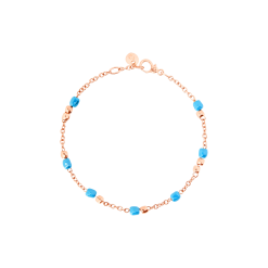Alternative view of Bracciale mini granelli in oro rosa 9K e ceramica turchese.