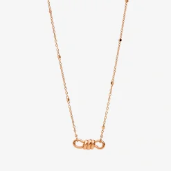 Collana in oro rosa 9K con pendente mini nodo.