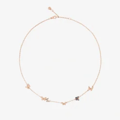 Collana farfalla in oro rosa 9K con diamanti e zaffiri
