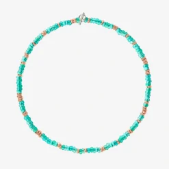 Collana rondelle in argento dorato oro rosa 18K e plastica riciclata