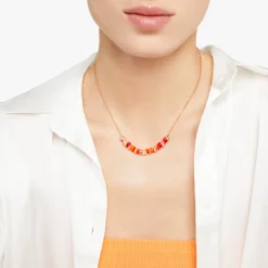 DCC2008 RONDE RORAG 100 Dodo rondelle necklace 18k rose gold plated silver rondelles 18k rose gold plated silver recycled plastic red