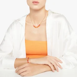 DCC2008 RONDE RORAG 110 Dodo rondelle necklace 18k rose gold plated silver rondelles 18k rose gold plated silver recycled plastic red