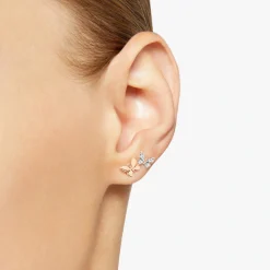 DHC2008 RBFLY DB09R 110 Dodo butterfly stud earring 9k rose gold white diamonds right earring half pair