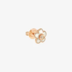 Alternative view of Orecchino stud fiore in oro rosa 9K con diamante