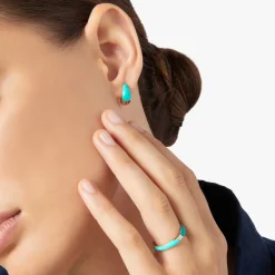 DHC3006 RONDE TURAG 110 Dodo rondelle earring rose gold plated silver turquoise enamel