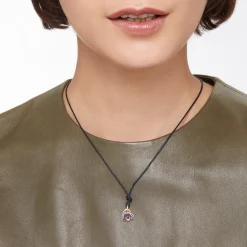 DMB7037 HEARL DBK9R 100 Dodo precious heart charm 9k rose gold treated black diamonds