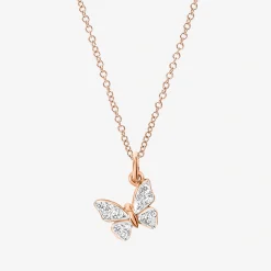 DMC2016 BFLYS DB09R 020 Dodo butterfly charm 9k rose gold 17 white diamonds black cord included