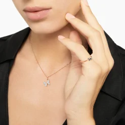 DMC2016 BFLYS DB09R 110 Dodo butterfly charm 9k rose gold 17 white diamonds black cord included