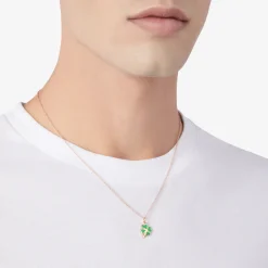 DMC3001 FOURS EVE9R 110 Dodo four leaf clover charm rose gold green cathedral enamel