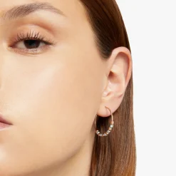 Alternative view of Orecchini cerchio mini granelli in oro rosa 9K e argento 925