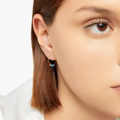 DOC1001 GRANX CTU9R 100 Dodo mini granelli hoop earrings 9k rose gold blue ceramics