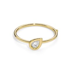 Anello castone a goccia e diamante bianco Marco Gerbella in oro 18 kt