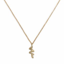 Collana Flora con rametto con foglie e diamanti