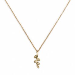 Collana Flora con rametto con foglie e diamanti