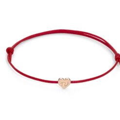 Bracciale cordino con cuore in oro e incisione "TU"