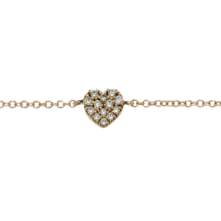 Bracciale Catena Cuore Pavè Diamanti Oro Bianco