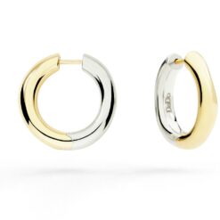 Orecchini hoop argento e oro giallo, coppia - immagine 3