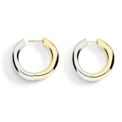 Alternative view of Orecchini hoop argento e oro giallo, coppia