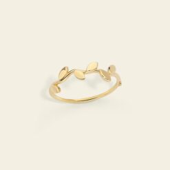Alternative view of Anello Flora con foglie lastra Marco Gerbella in oro 18 kt