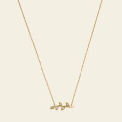 Alternative view of Collana Flora con rametto con foglie e diamanti Marco Gerbella in oro 18 kt